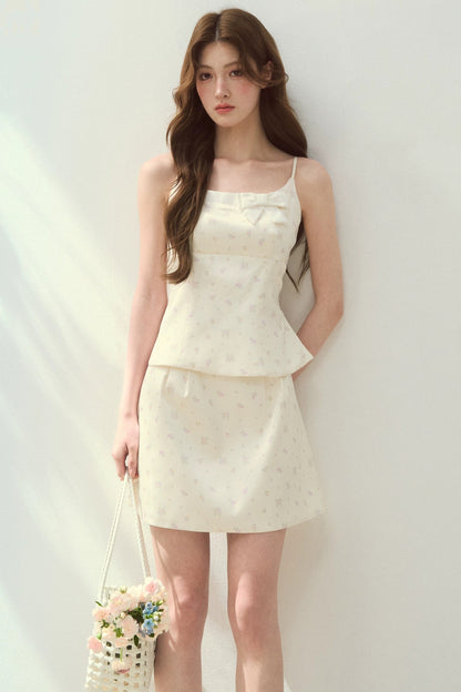 Satin Floral Camisole Skirt Set-Up