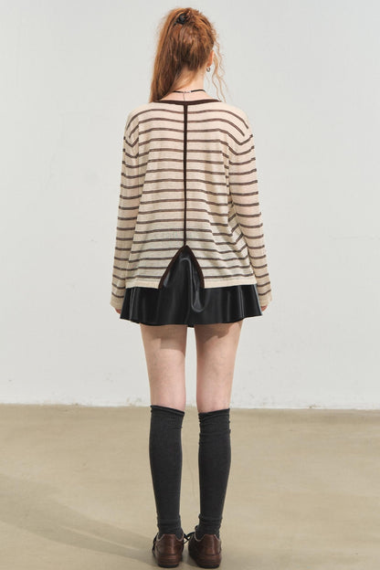 Vintage Striped Gray Knit Top