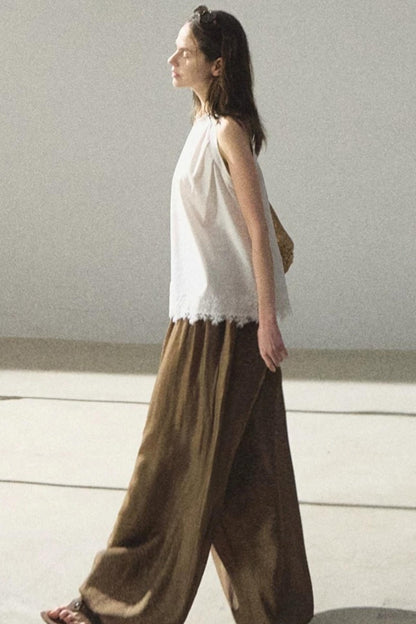 Lyocell-Camisole mit Spitze im Morgenstil