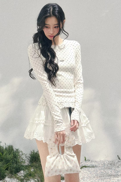 Polka Dot Two-Piece Blouse