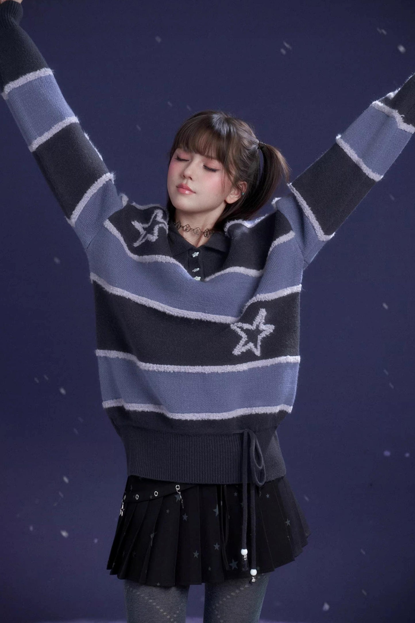 Purple Striped Star Sweater