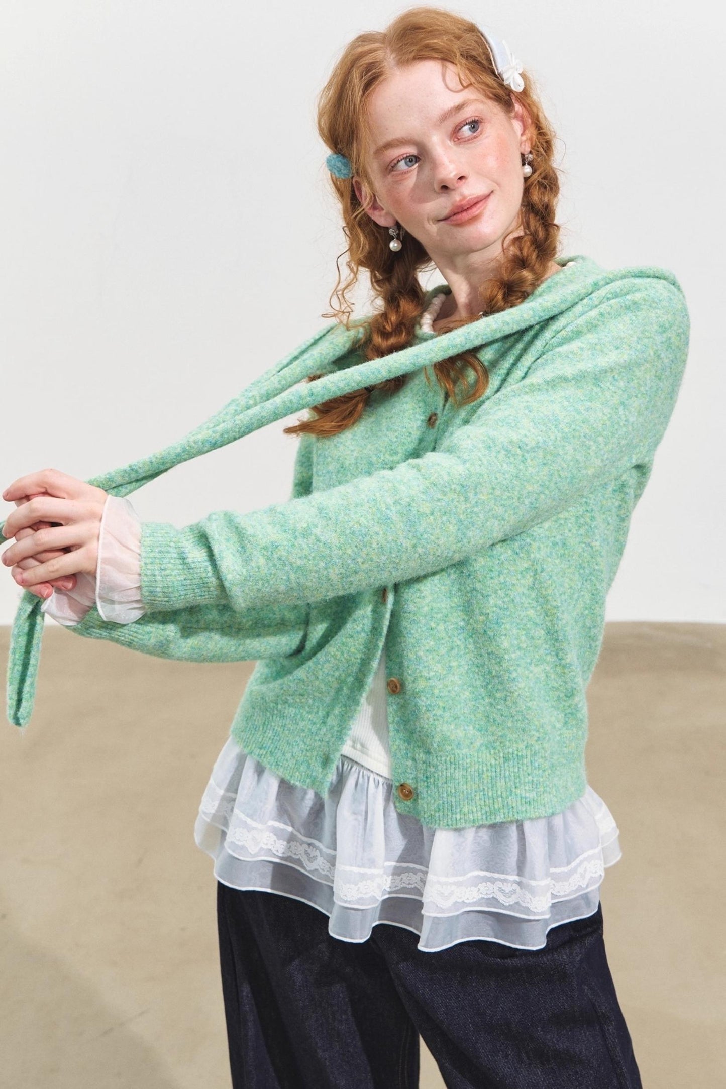 Hooded Shawl Neck Cardigan