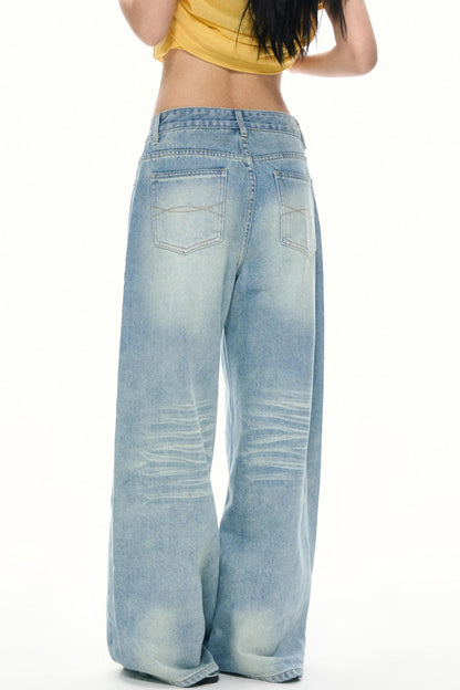 Summer Sky Blue Wide-Leg Jeans