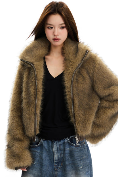 Fashionable Faux Fur Short Coat