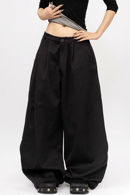 Black Minimalist Wide-Leg Pants