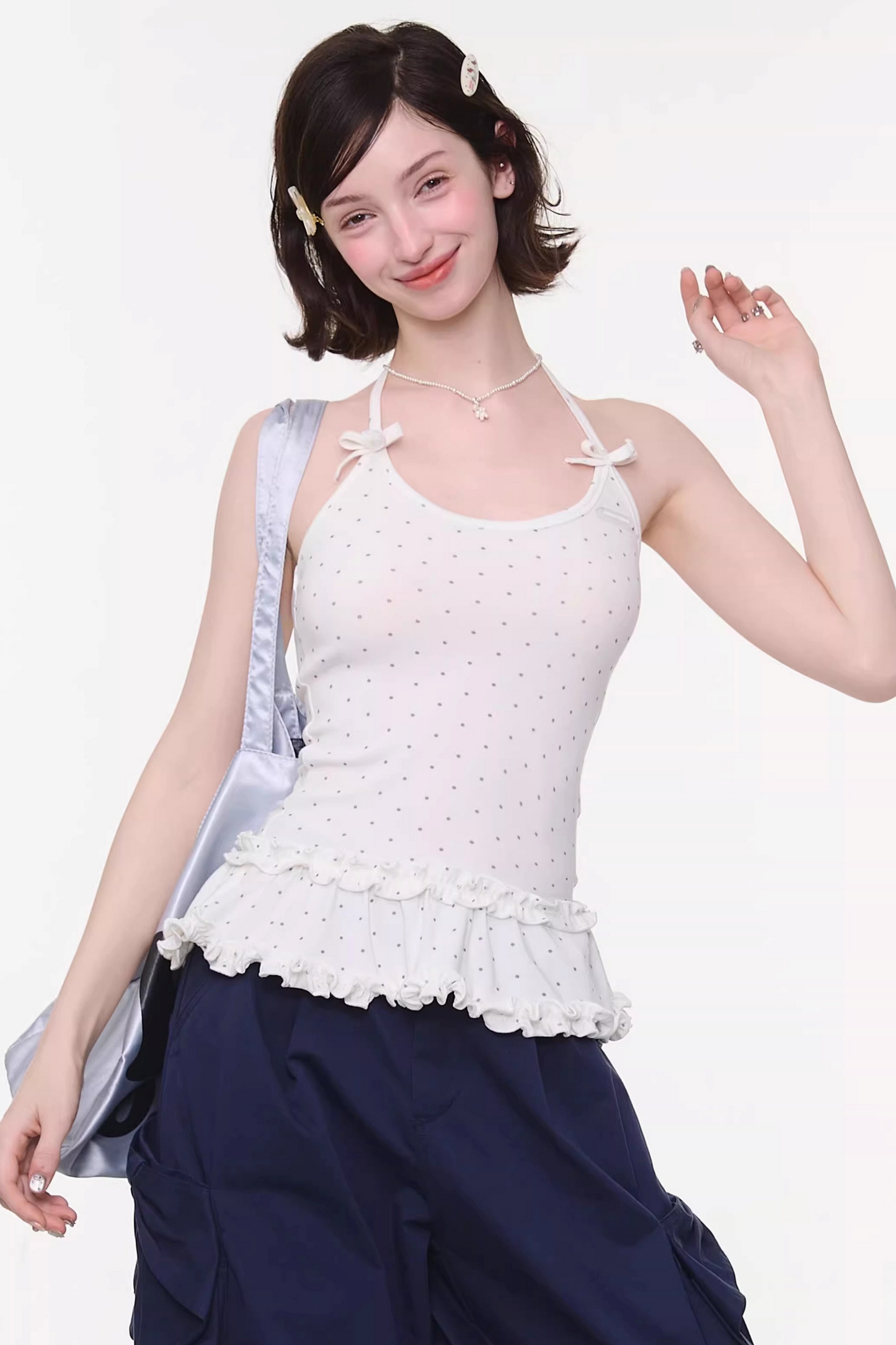 Mint Candy Lace Polka Dot Top