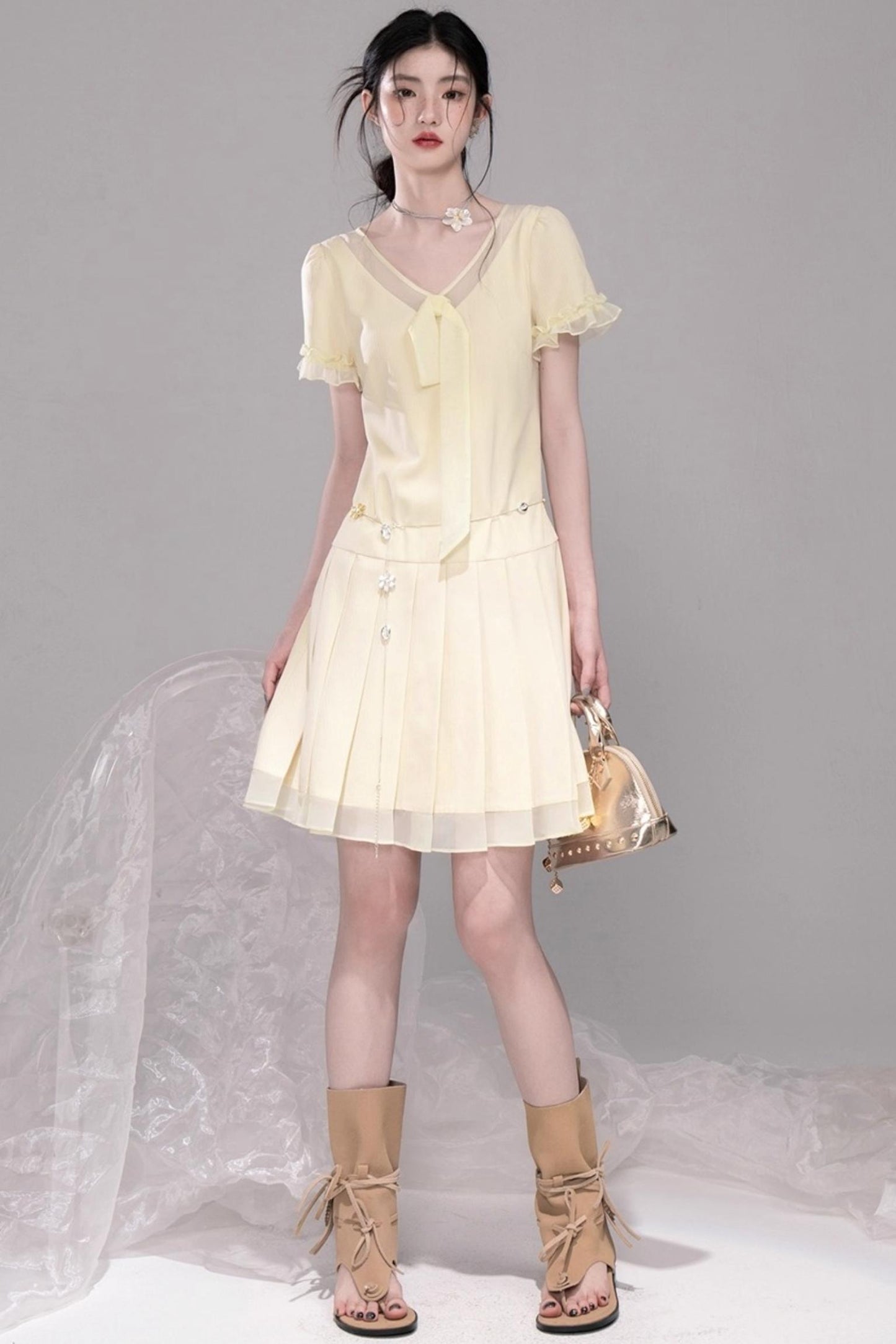 Sweet Character Tulle Patchwork Dress