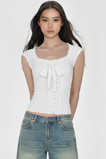 Square Neck Ruffled Vest