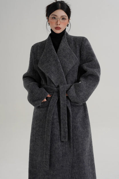 Elegant Gray-Blue Wool Coat