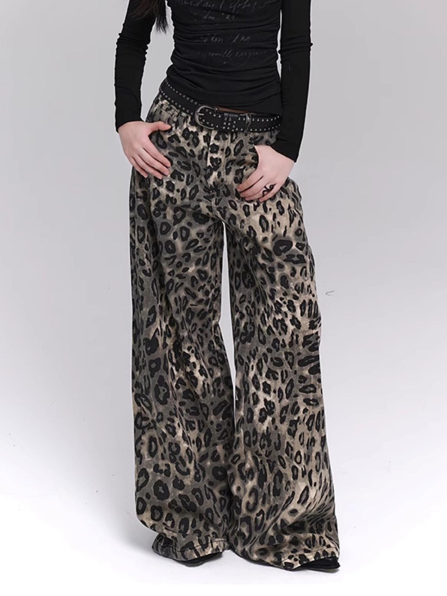 Leopard Print Wide-Leg Pants