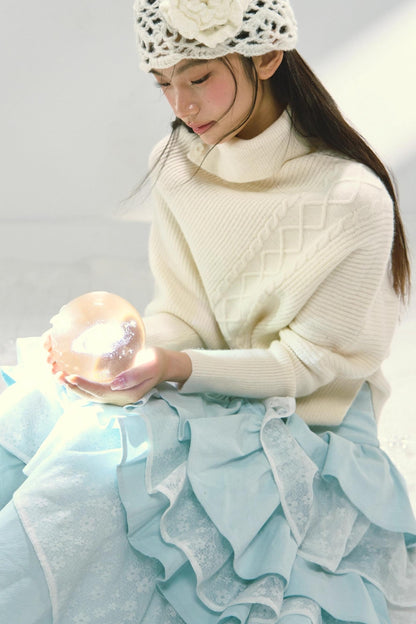 Off-white Asymmetrical Bat Sleeve Cape Sweater