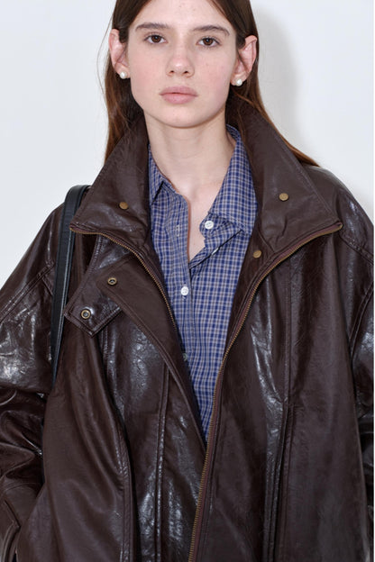 Cool Three-dimensional Oil Wax Leather Jacket