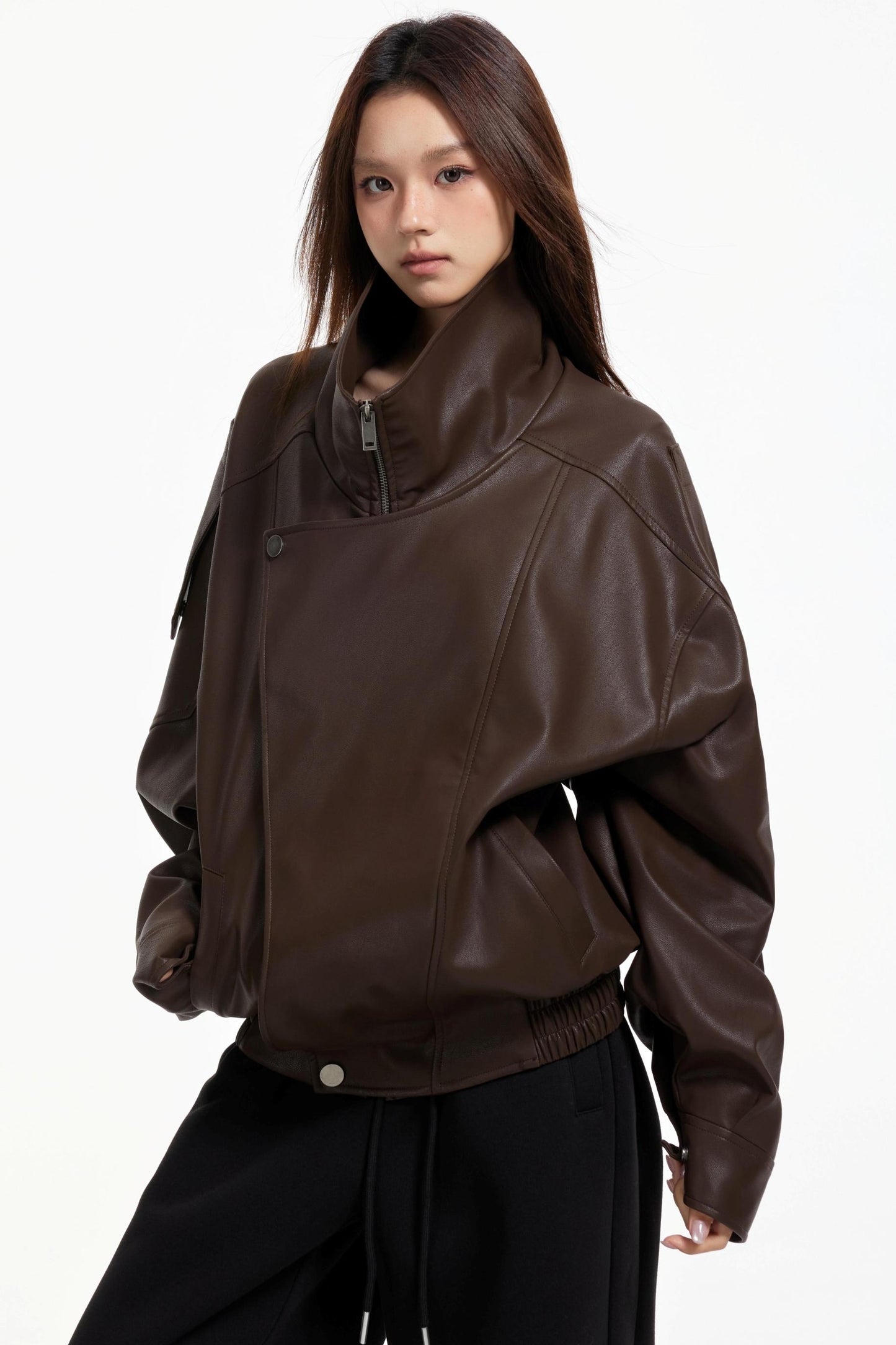 Leather Stand-Up Jacket