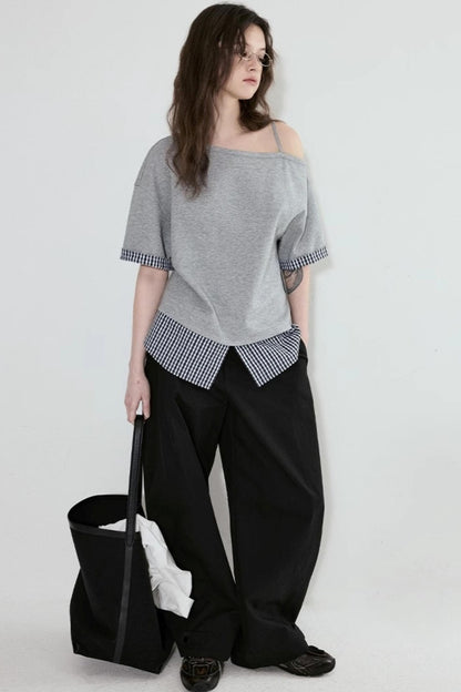 Gray One-Shoulder Tee