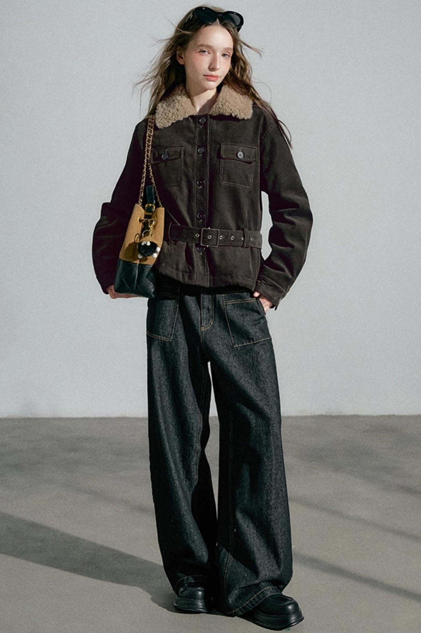 High-Waisted Slimming Denim Trousers