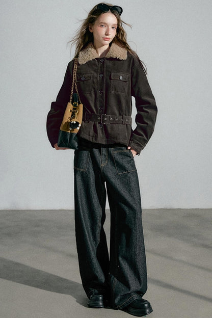 High-Waisted Slimming Denim Trousers