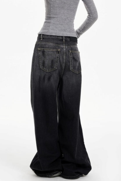 Ink Splash Denim Wide-Leg Pants