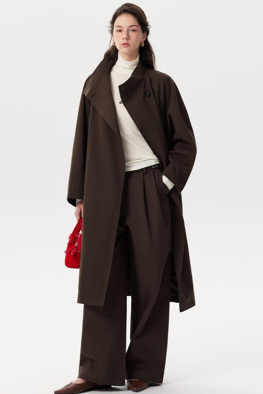 Paper-Textured Stand-Up Collar Coat