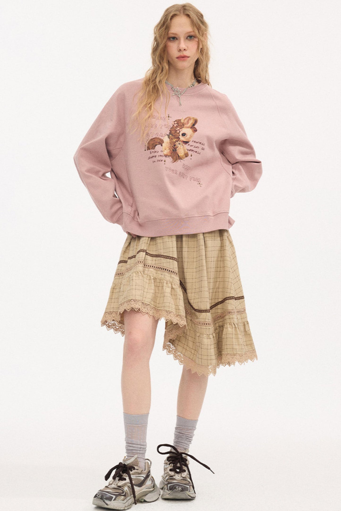Irregular Wave Patchwork Midi Skirt