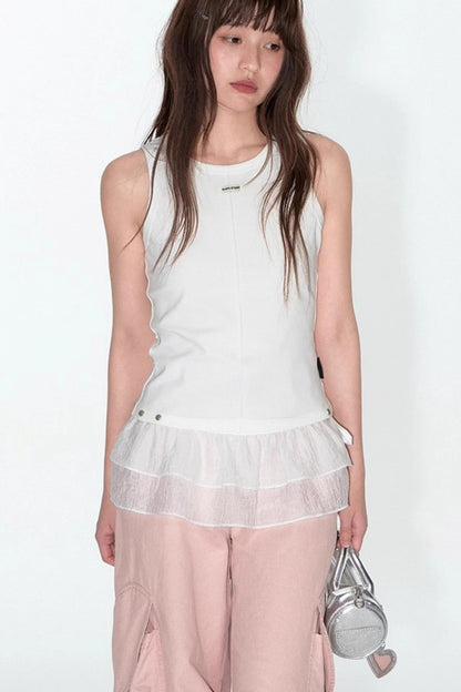 Detachable Lace Stitched Tank Top