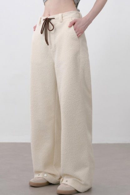 Thick Lambswool Straight-Leg Pants