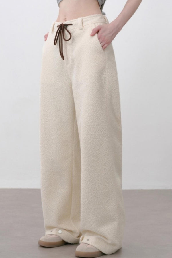 Thick Lambswool Straight-Leg Pants