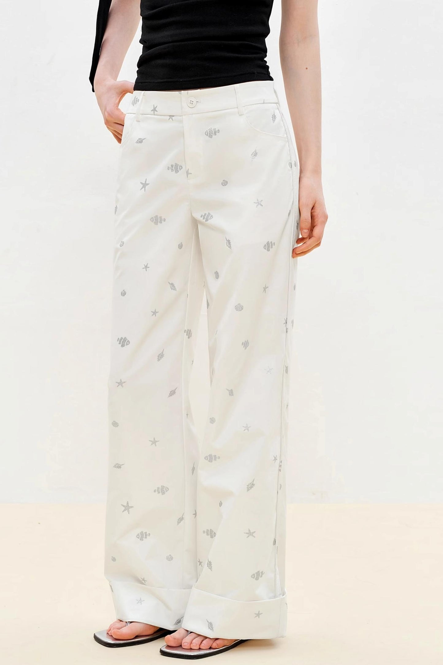 White Summer High-Waisted Straight Jeans