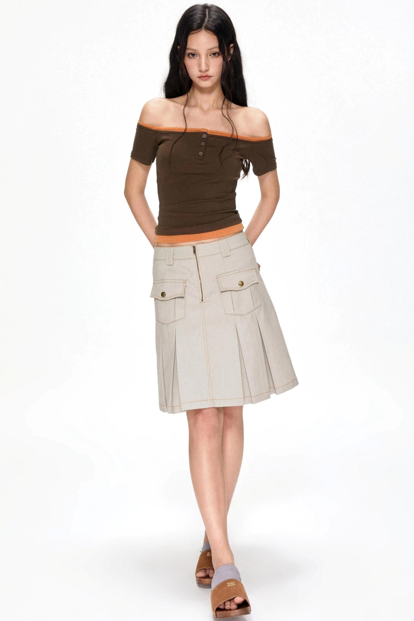 Vintage Pleated Midi Skirt