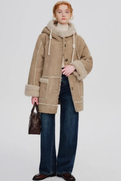 Hooded Suede Wool Jacket