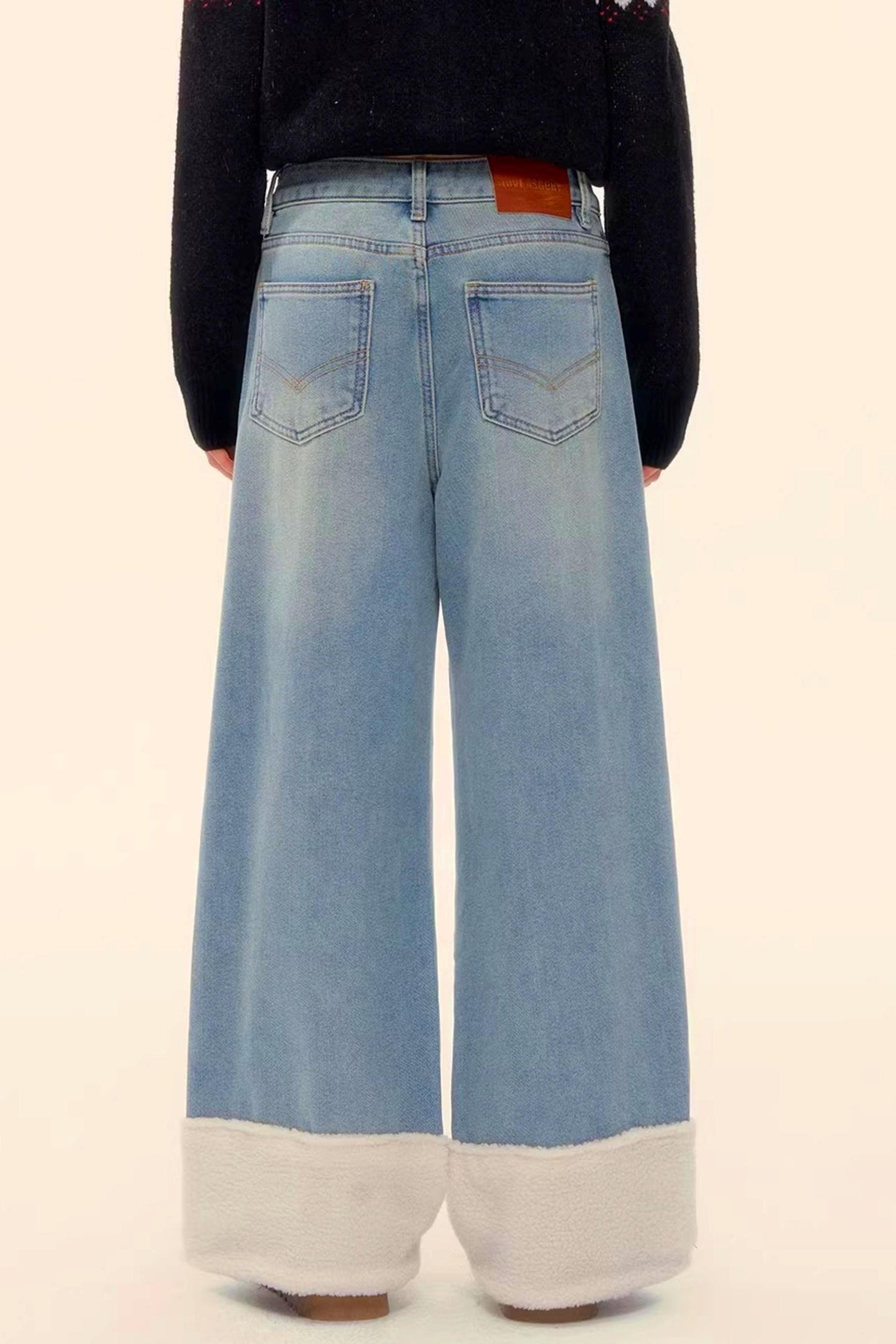 Wool Splicing Fleece-Lined Pants