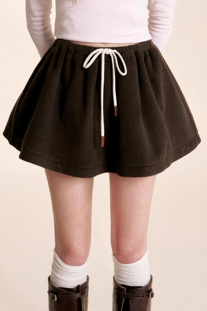 Fragrant Chocolate Wool A-Line Skirt