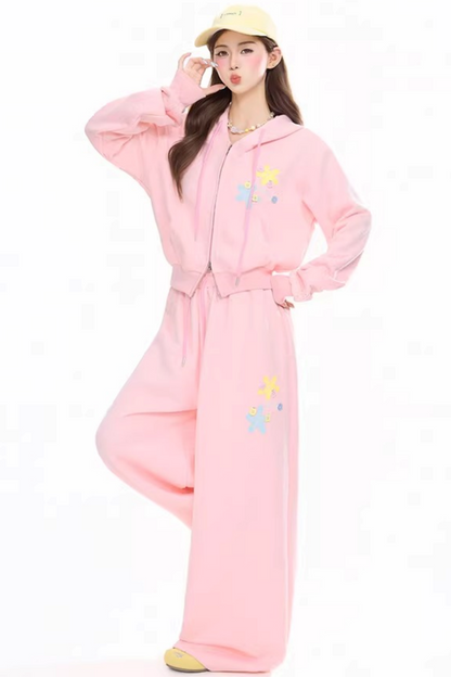 에너제틱 프린트 집업 재킷 셋업