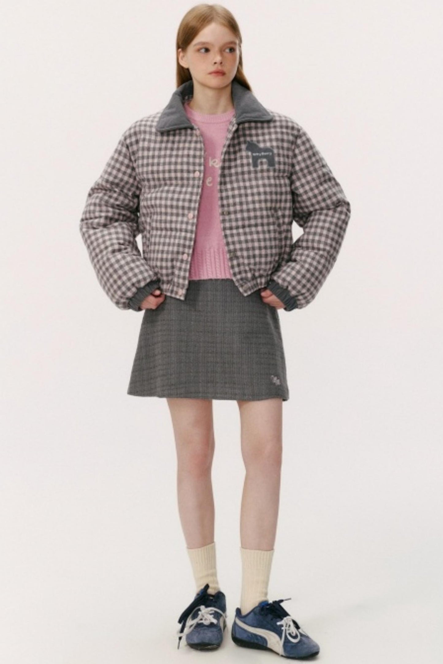 Contrast Plaid Bread Jacket