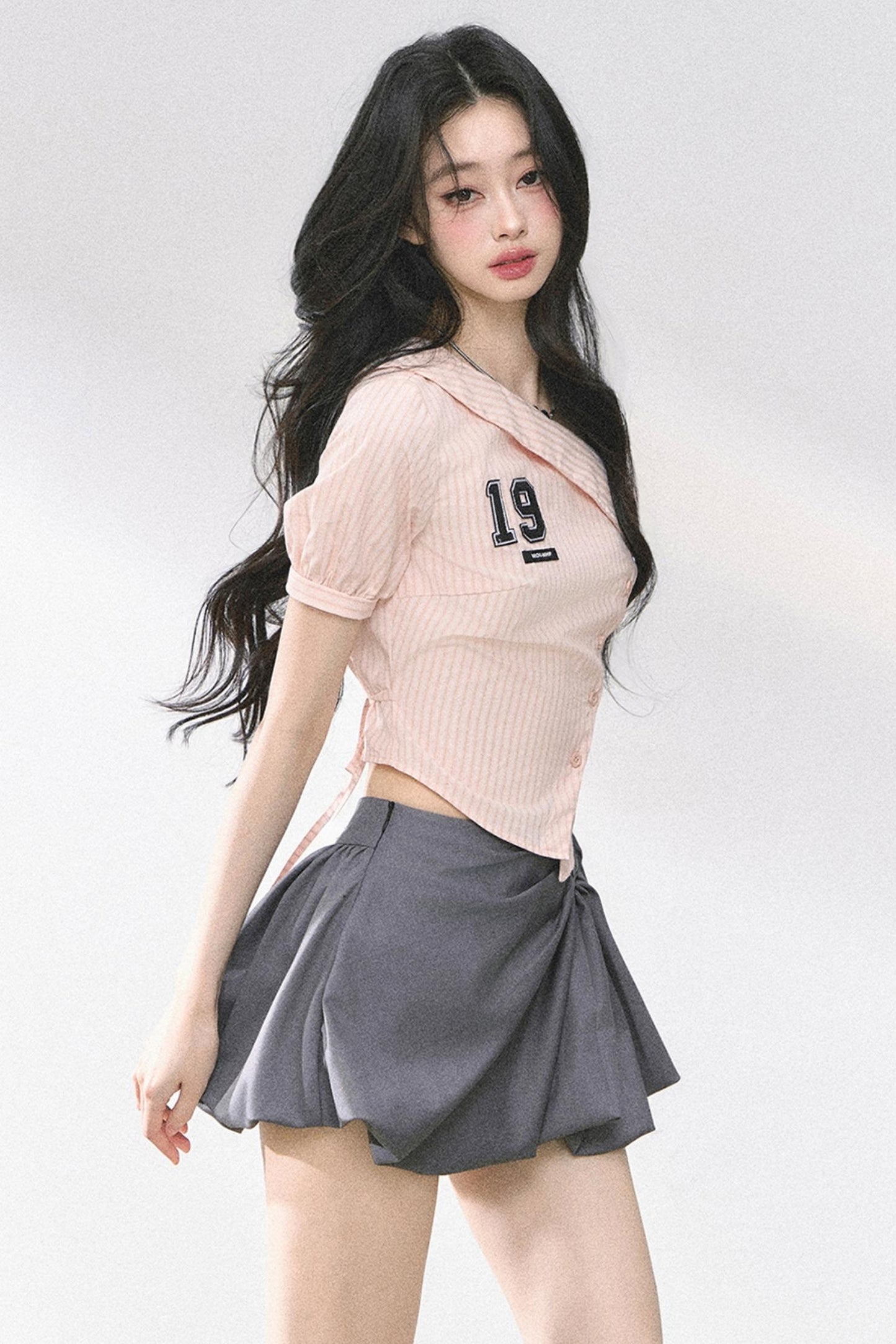 Pink Off Shoulder Stripe T-Shirt