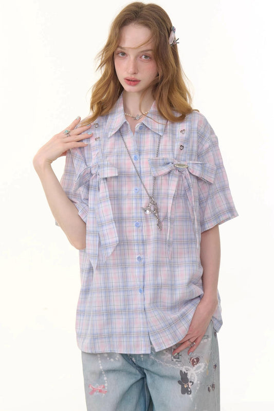 Vintage Pink Plaid Top