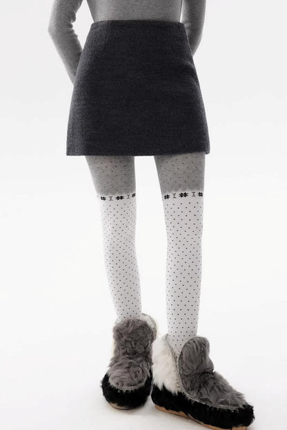 Black Wool Blend A-Line Skirt