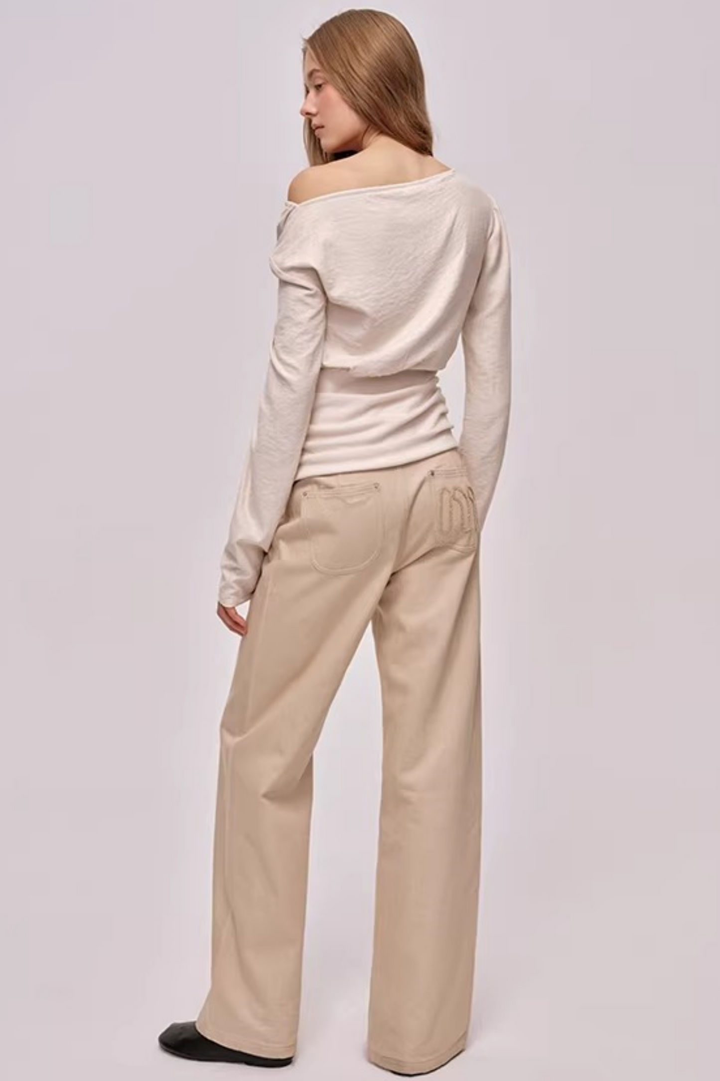 Custom-Dyed Apricot Denim Pants