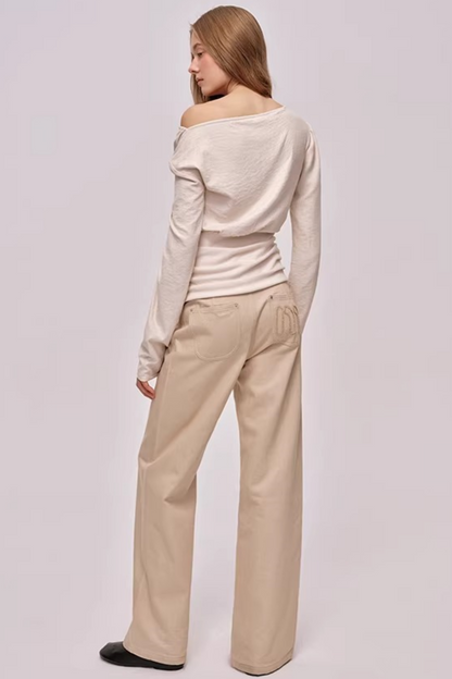 Custom-Dyed Apricot Denim Pants
