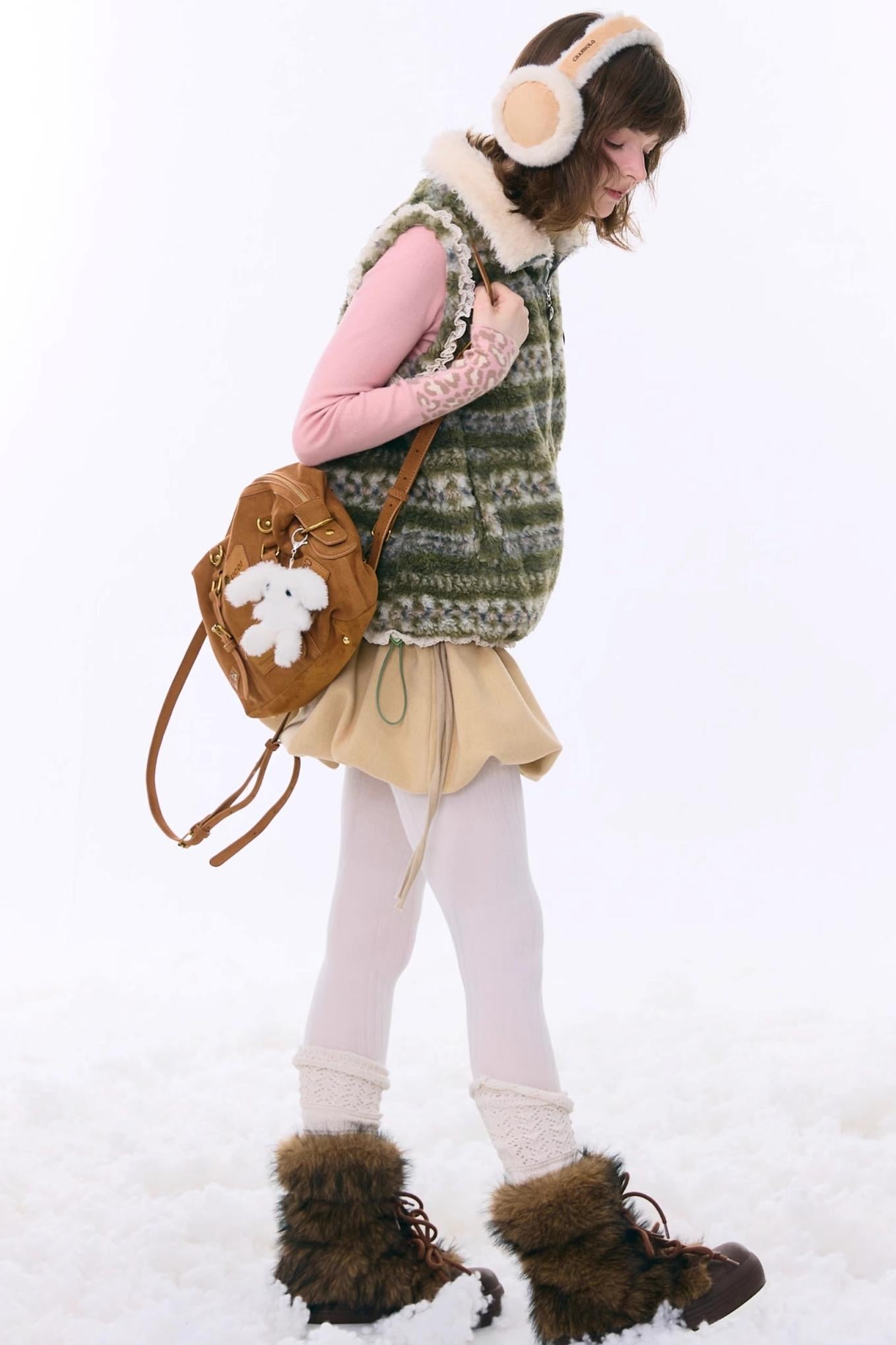 Retro Fair Isle Fleece Vest Jacket