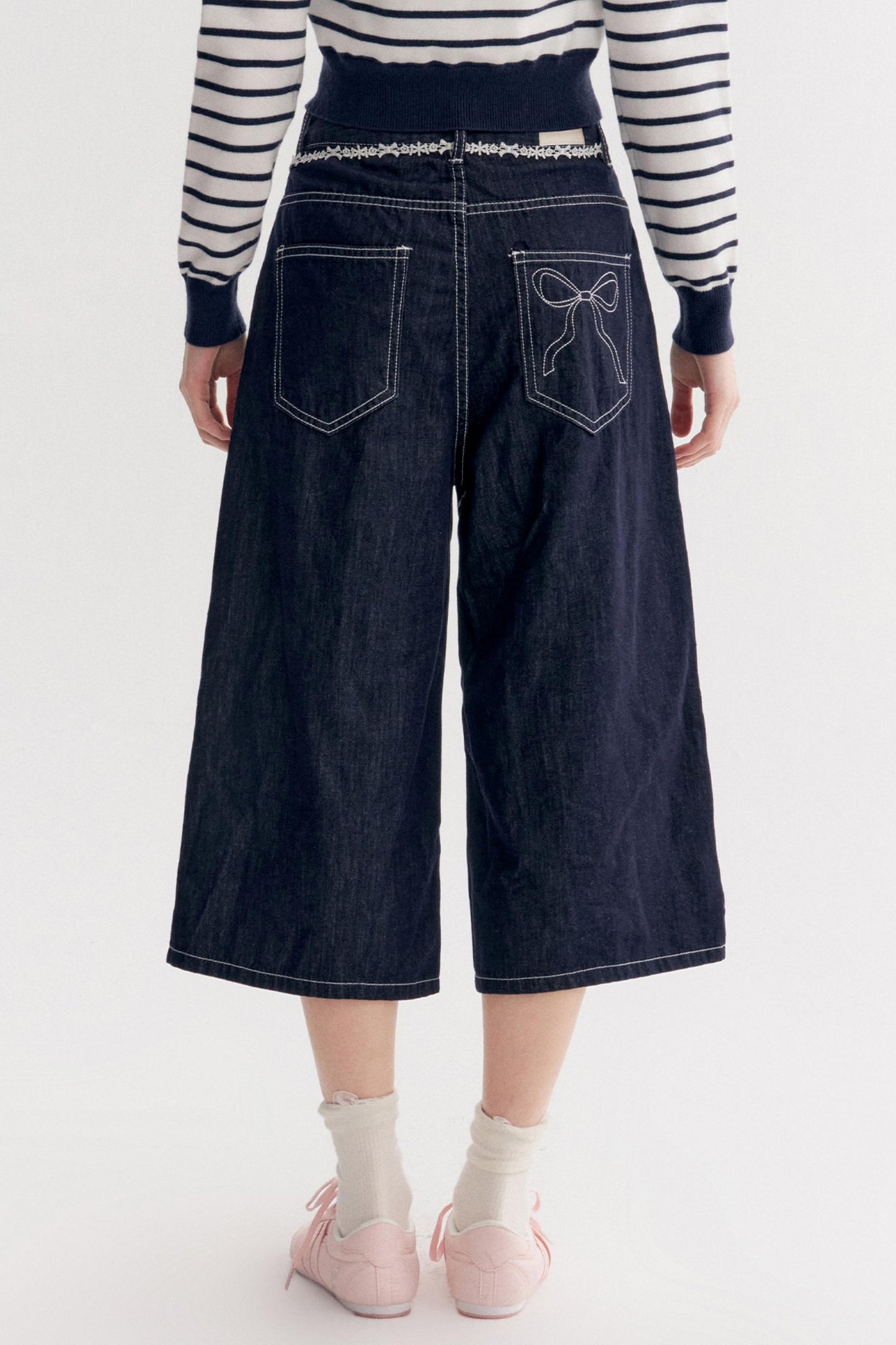 Lazy French Lace Wide-leg Denim Pants