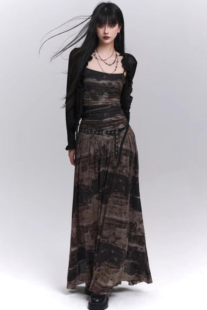 Summer Black And Brown Halter Dress