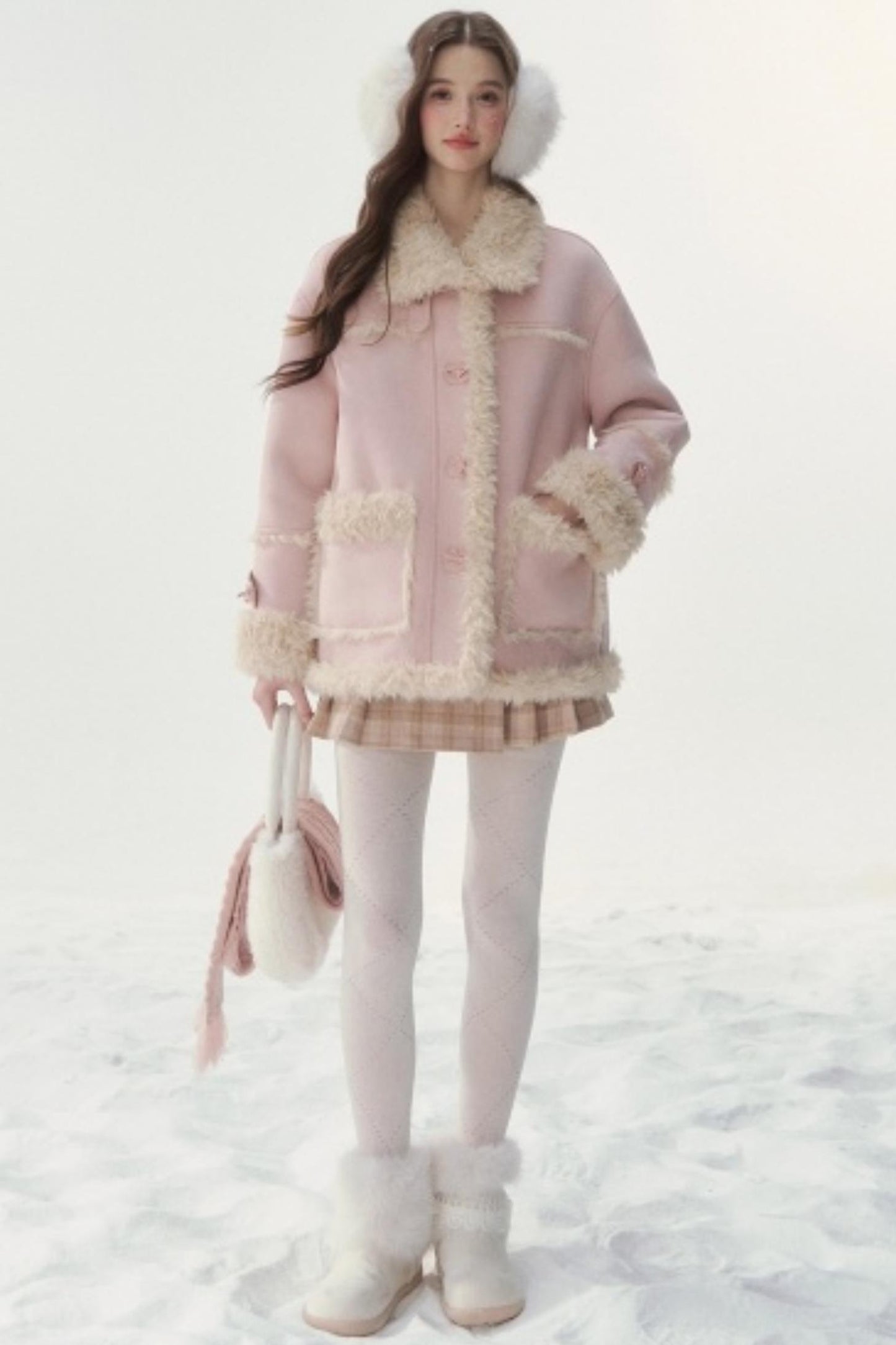 Pink and Blue Reversible Fur Coat