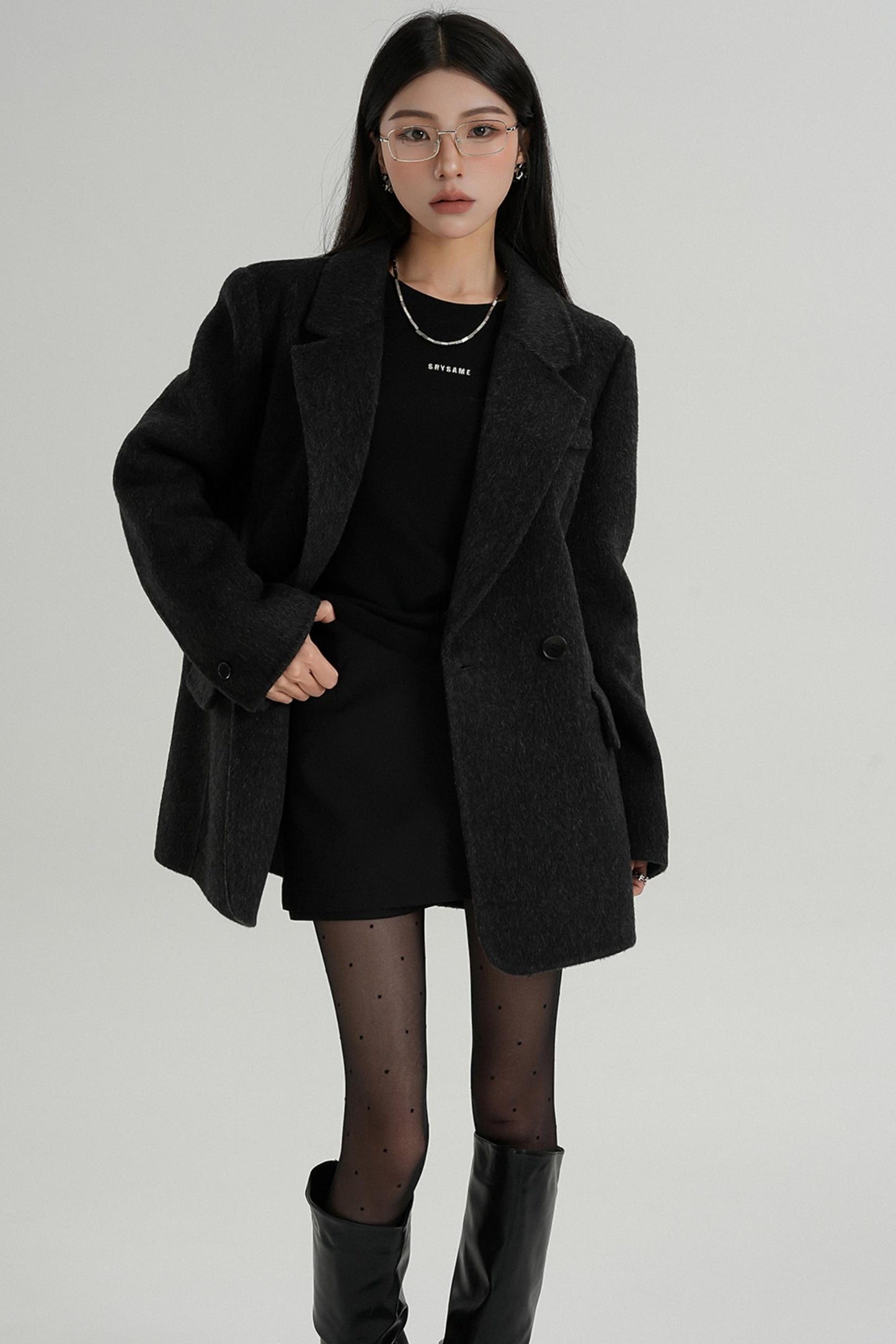 헤브론 칼라 울 캐시미어 블레이저 