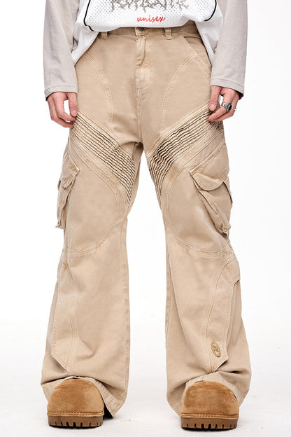 Pleated Bootcut Cargo Pants