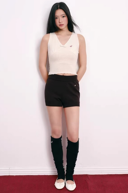 Lace Bowknot V-Neck Top
