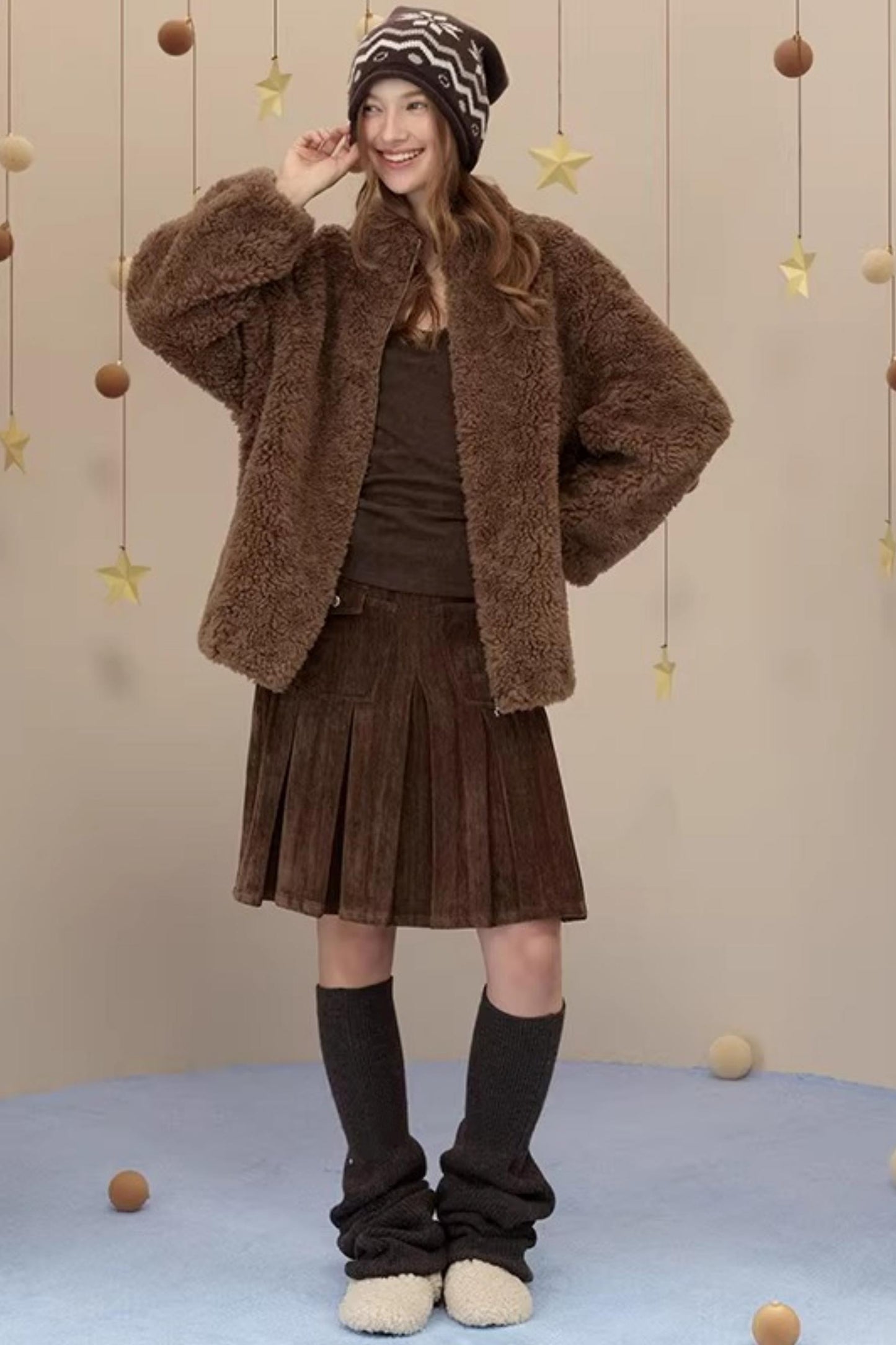 Reversible Suede Pleated Skirt