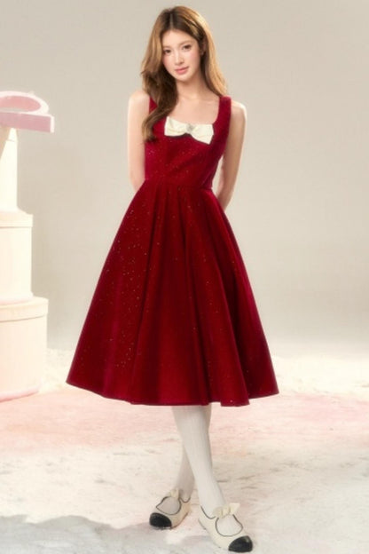 Red Velvet Bow Dress