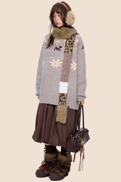 Vintage Fair Isle Loose Knit Sweater