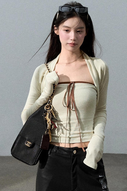 Fall Bandeau With Cardigan Set