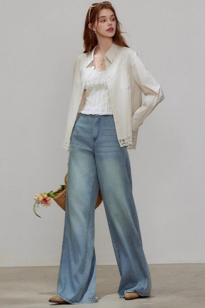 Striped Lace Sleeve Top